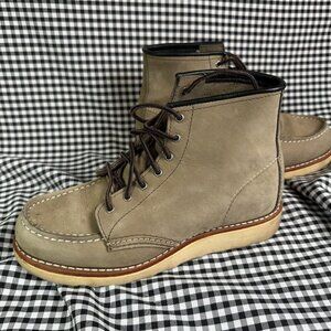 Red Wing Women's 6 inch Moc Toe Beige Grey Neutral Leather Work Boots US 6.5